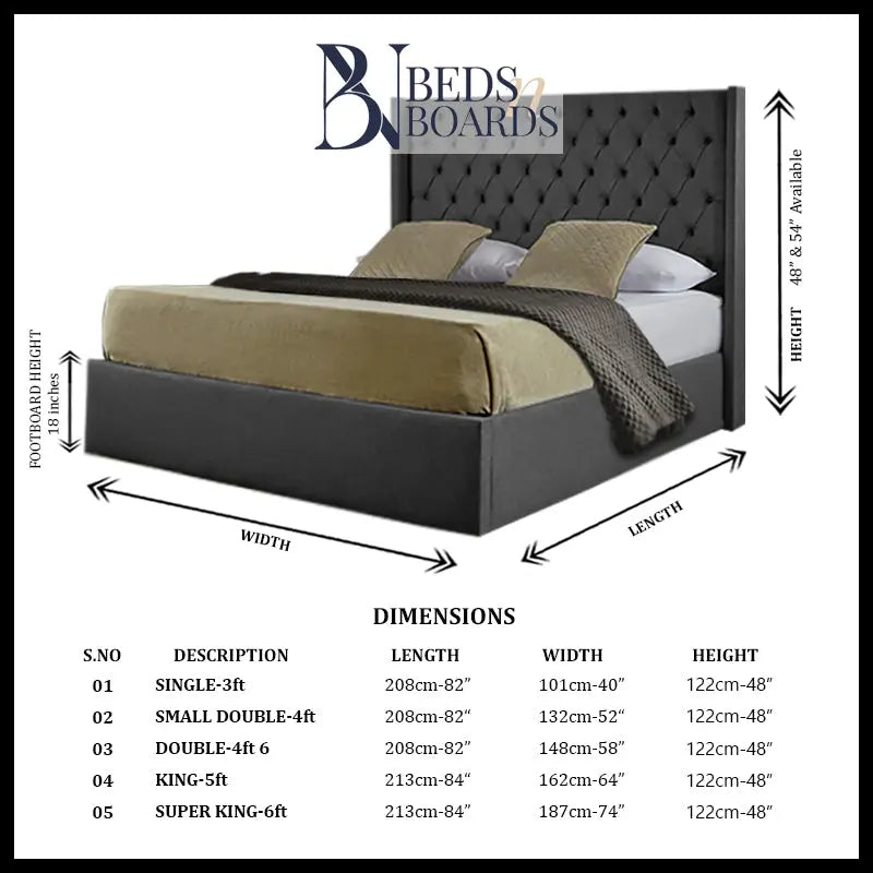 Marley Dotted Buttons Luxury Bed BedsnBoards