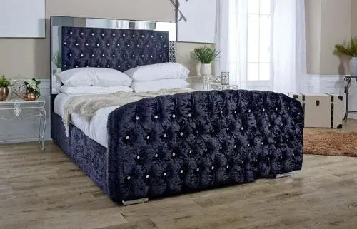 Mirrored Diamond Button Bed