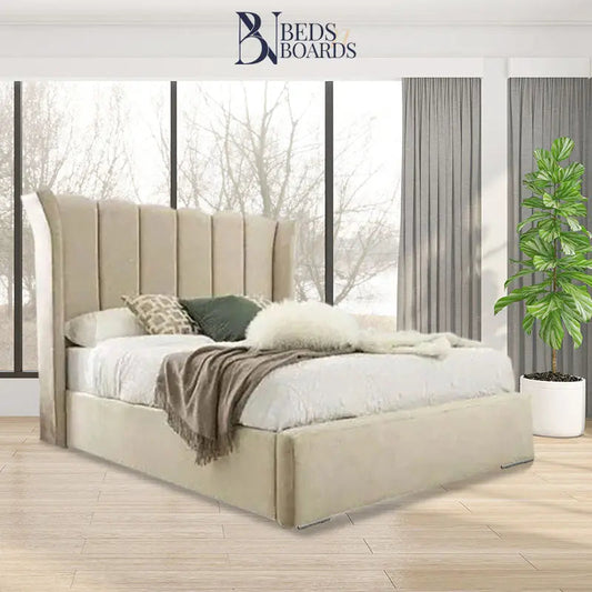 Nixon Wingback Upholstered Bed Frame Only Furniture