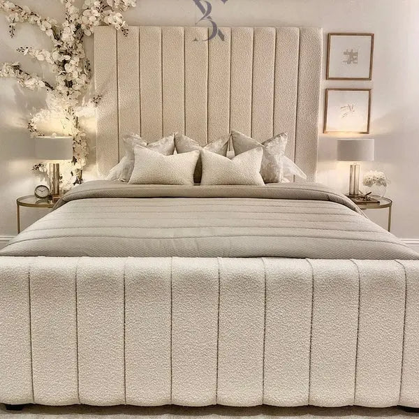 Nori Cream Boucle Luxury Panelled Bed