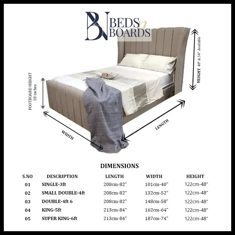 Pairs Curved Wingback Panel Bed Only Furniture