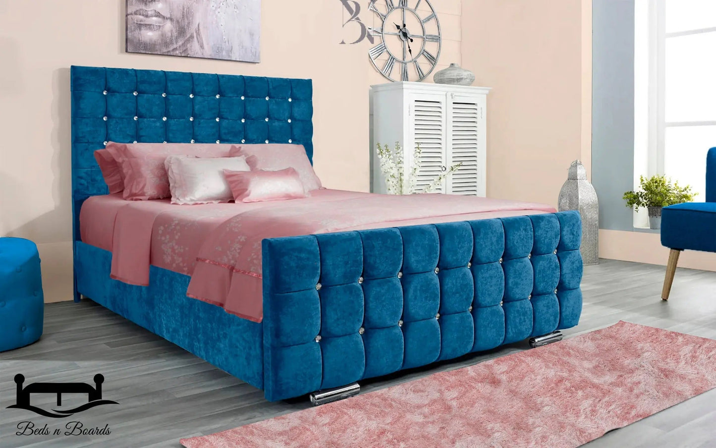 Vienna Cubed Dotted Upholstered Bed Frame